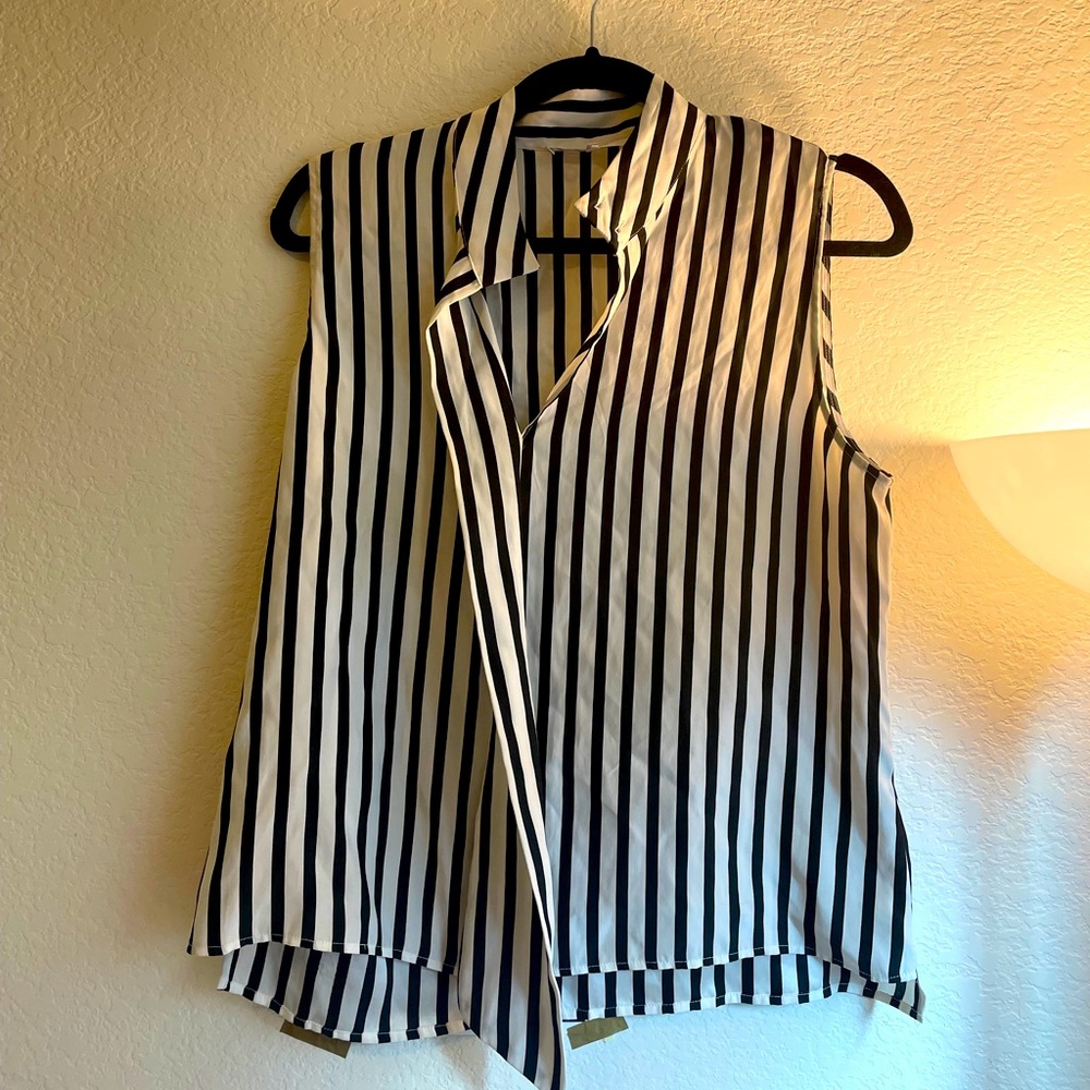 Frame | Silk striped sleeveless top